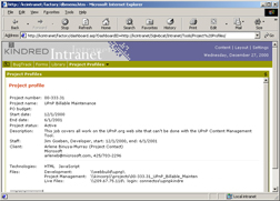 Kindred Intranet Project Profiles